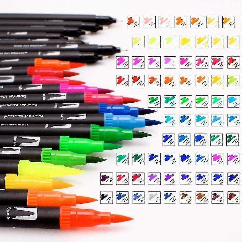 Artistic Coloring Marker Set, 120 Colors, Water Based, For Calligraphy, Drawing, Sketching, Double T
