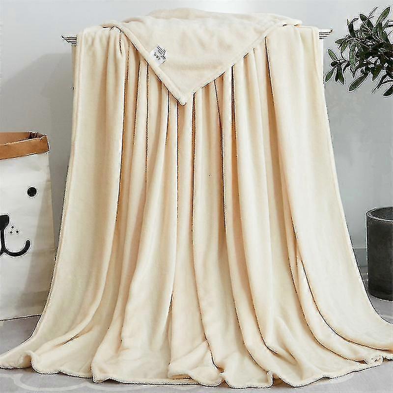 Soft Coral Fleece Blanket Faux Fur Mink Sofa Throw Blanket Solid Color Bedspread Winter Warm Blanket