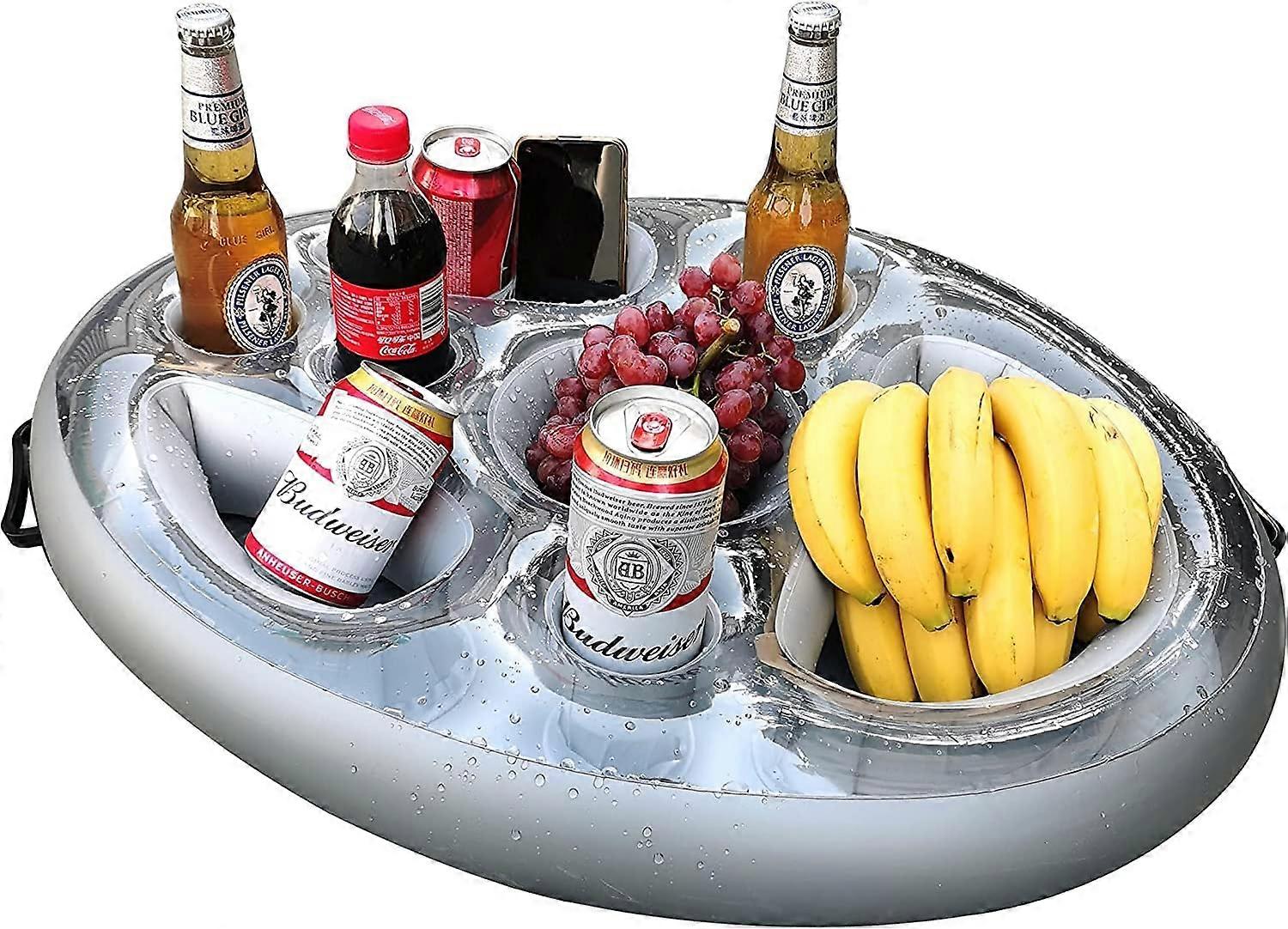 2 in 1 Inflatable Cup Holder Floating Tray 8 Holes Large Capacity Floating Pool Inflatable Pool Floating Cup Holder