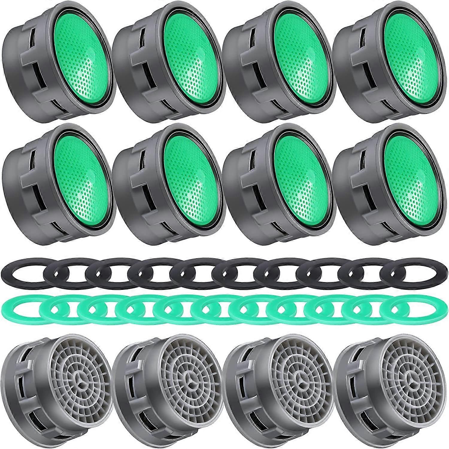 10 Pieces Faucet Aerator Faucet Aerator Water Saving Faucet Restrictor Insert Dl M22x1/M24x1 Faucet Sink Aerator Filter with Rubber Washer (Green)