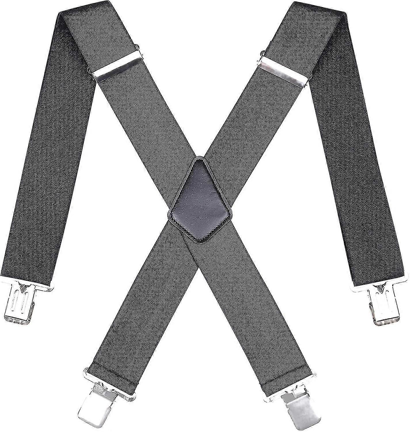 50mm Wide Men Trouser Braces - X Shape Adjustable Elasticated Heavy Duty