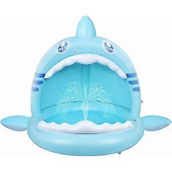 Baby-Schwimmbad, kleines Hai-förmiges Schwimmbad mit Wasserstrahl und Baldachin, Mini-Indoor-Wasserspielzentrum und aufblasbarer Garten
