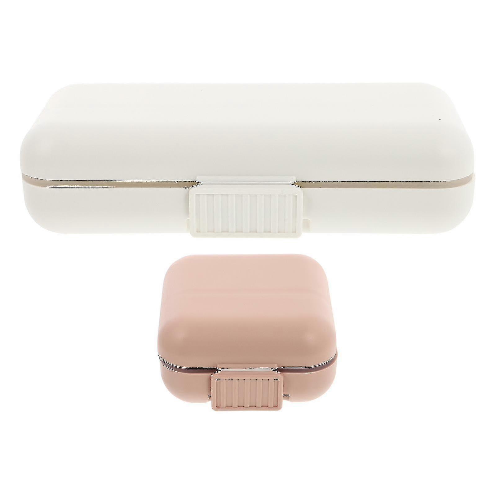 2pcs Convenient Multi-grid Practical Medicine Cases Storage Boxes
