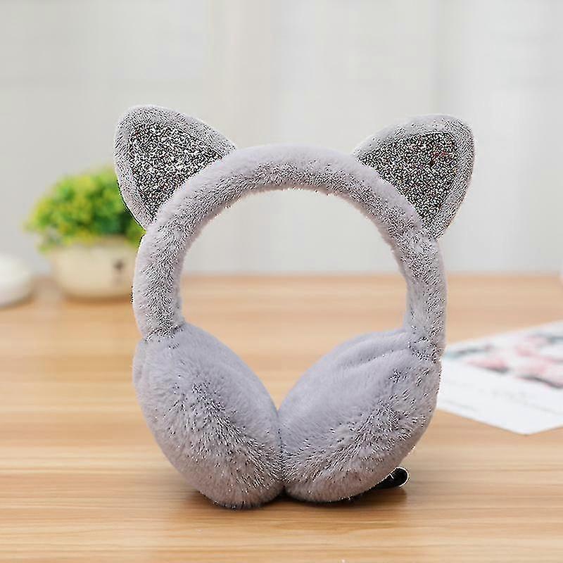 Cat Ear Shiny Earmuff Grey