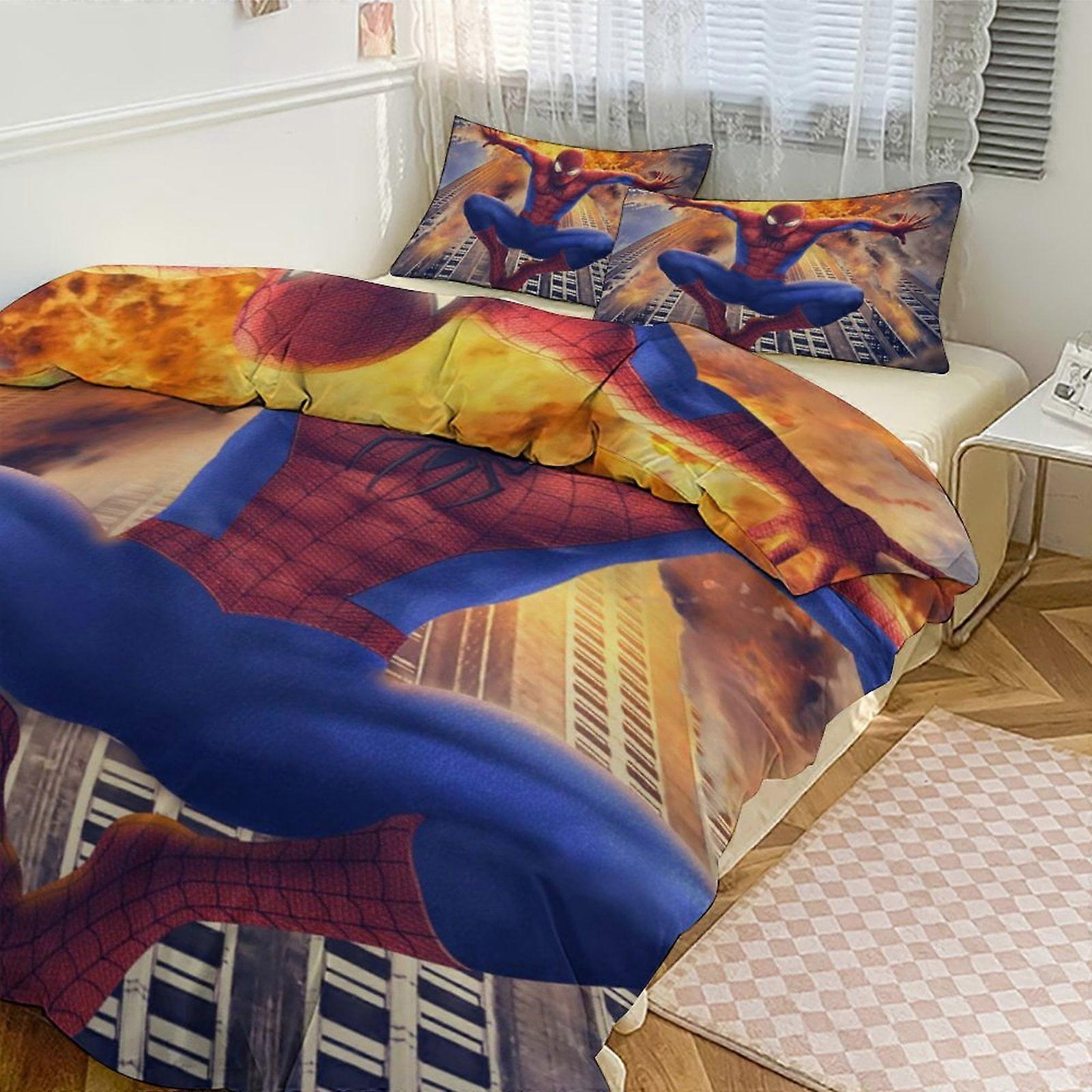 Bedding set JP291 Cartoon Spiderman Kid Boy Room Decor Size Bedding Set for 3 Piece Bedding with 1 Flat Sheet And 2 Pillowcases TH291