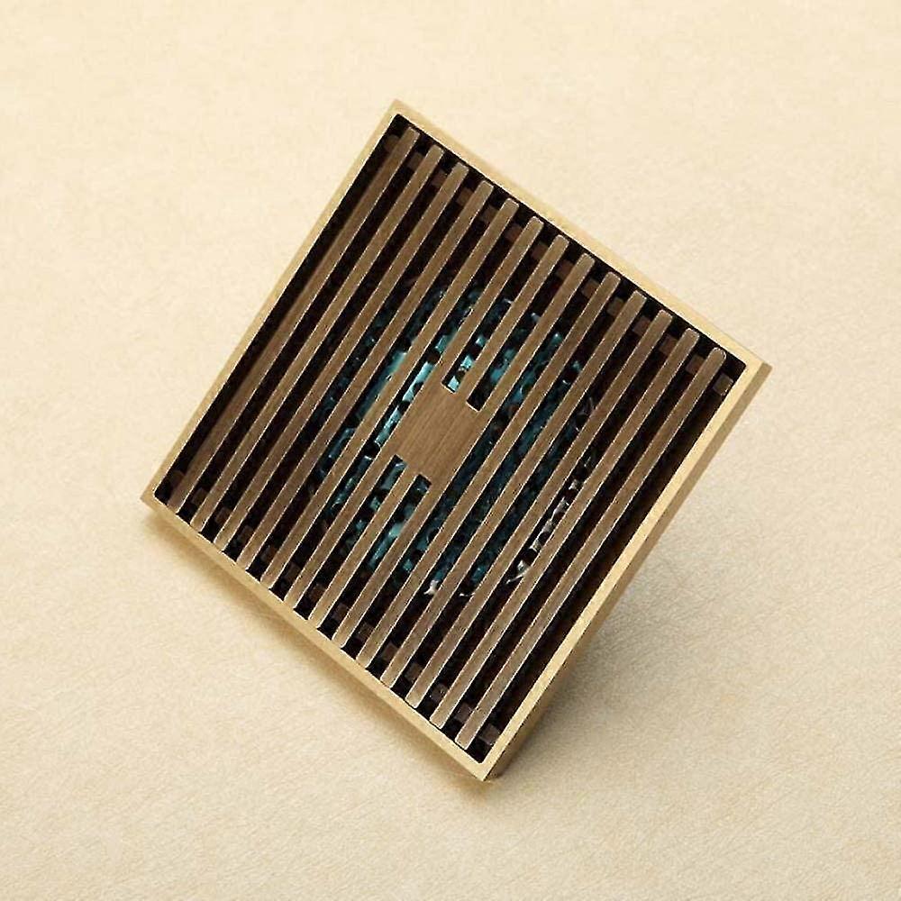 Messing-Duschabfluss-Sieb – Antik Geschnitzt, 10x10 Cm, Verhindert Verstopfungen & Gerüche