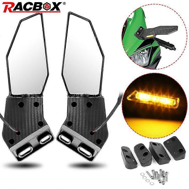 Motorcycle Mirror Adjustable Rotating Rearview Mirror LED Turn Signal Mirror Signal Lamp For Yamaha Kawasaki Ninja Honda Ducati