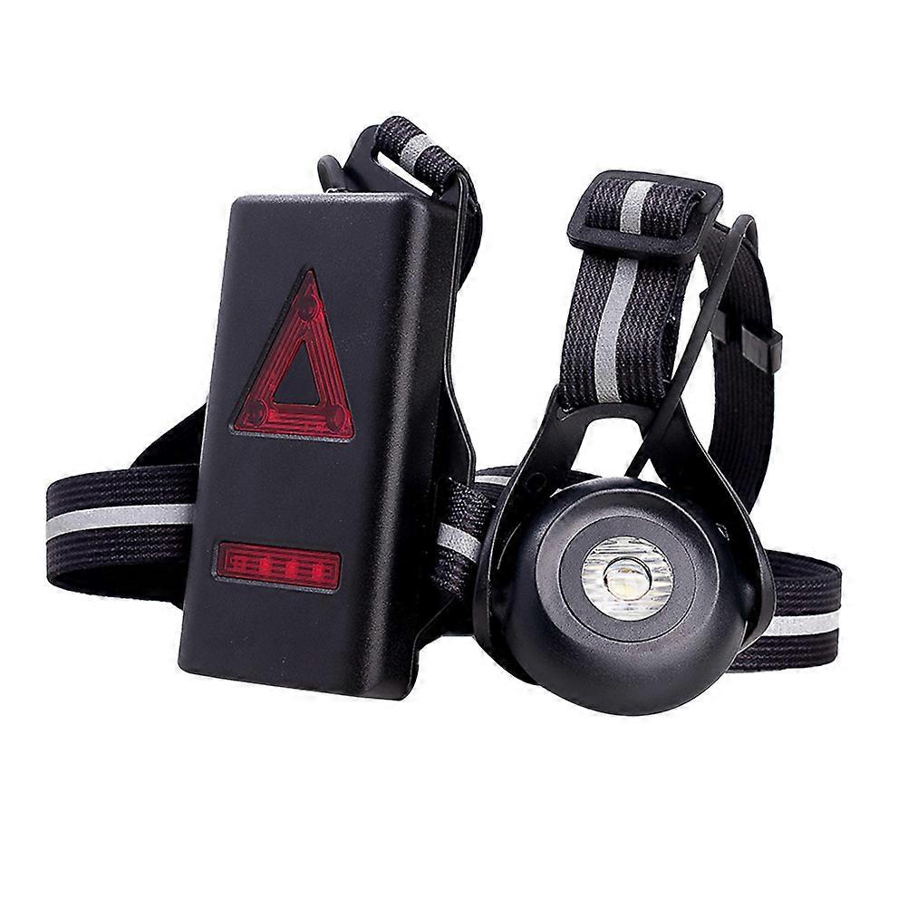 Night Running Light Chest Body Torch USB Rechargeable LED Flashlight with Warning Taillight for Night Runners (Black)