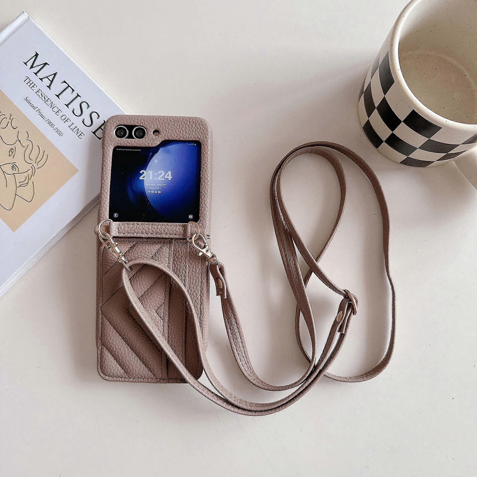Crossbody Wallet Case for Samsung Galaxy Z Flip6,phone case with card slot, lanyard can be adjusted and removed, pu leather phone case