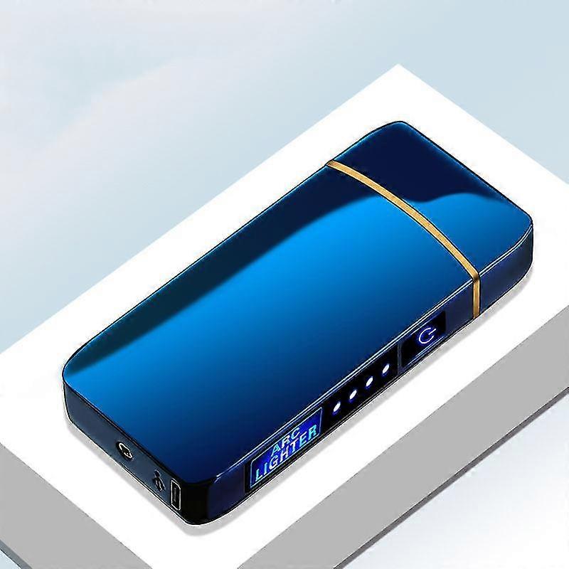 Accendino elettrico senza fiamma in metallo antivento Dual Arc Plasma Usb Lighter Led Power Display Touch Induction Lighter