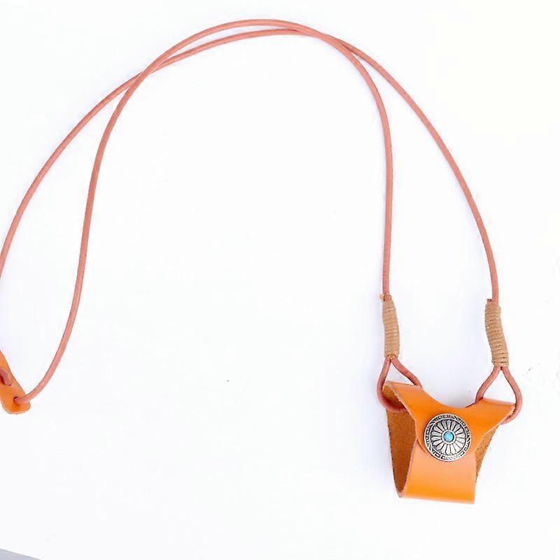 Check encrusted single orange button-Soft Leather Glasses Bag, Reading Glasses Case for Women Men Kids with ClosureLeather Glasses Strap Sunglasses St