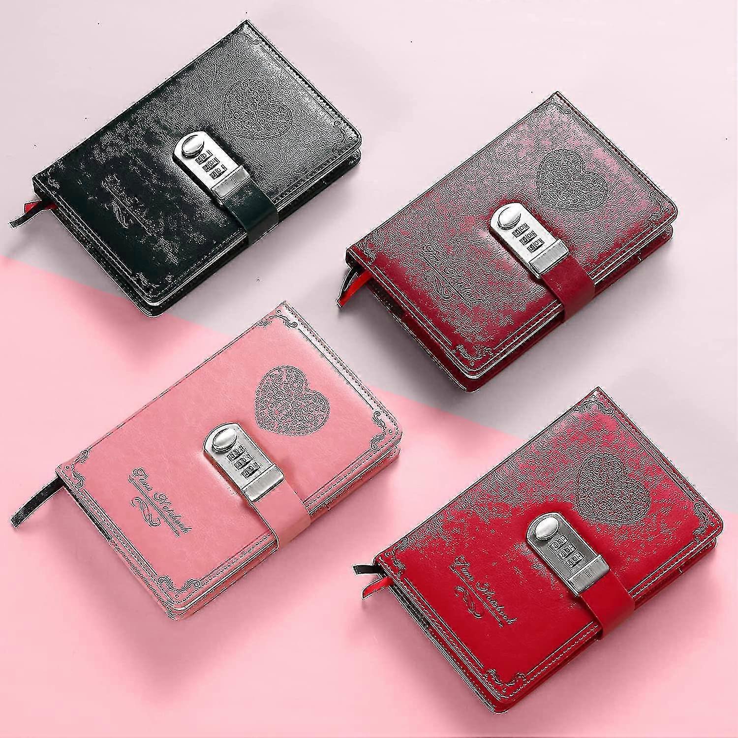 Diary With Lock For Girls - Leather Password Locking Journal Cute Secret Diaries Notebook With Combination Lock For Women Adults B6
