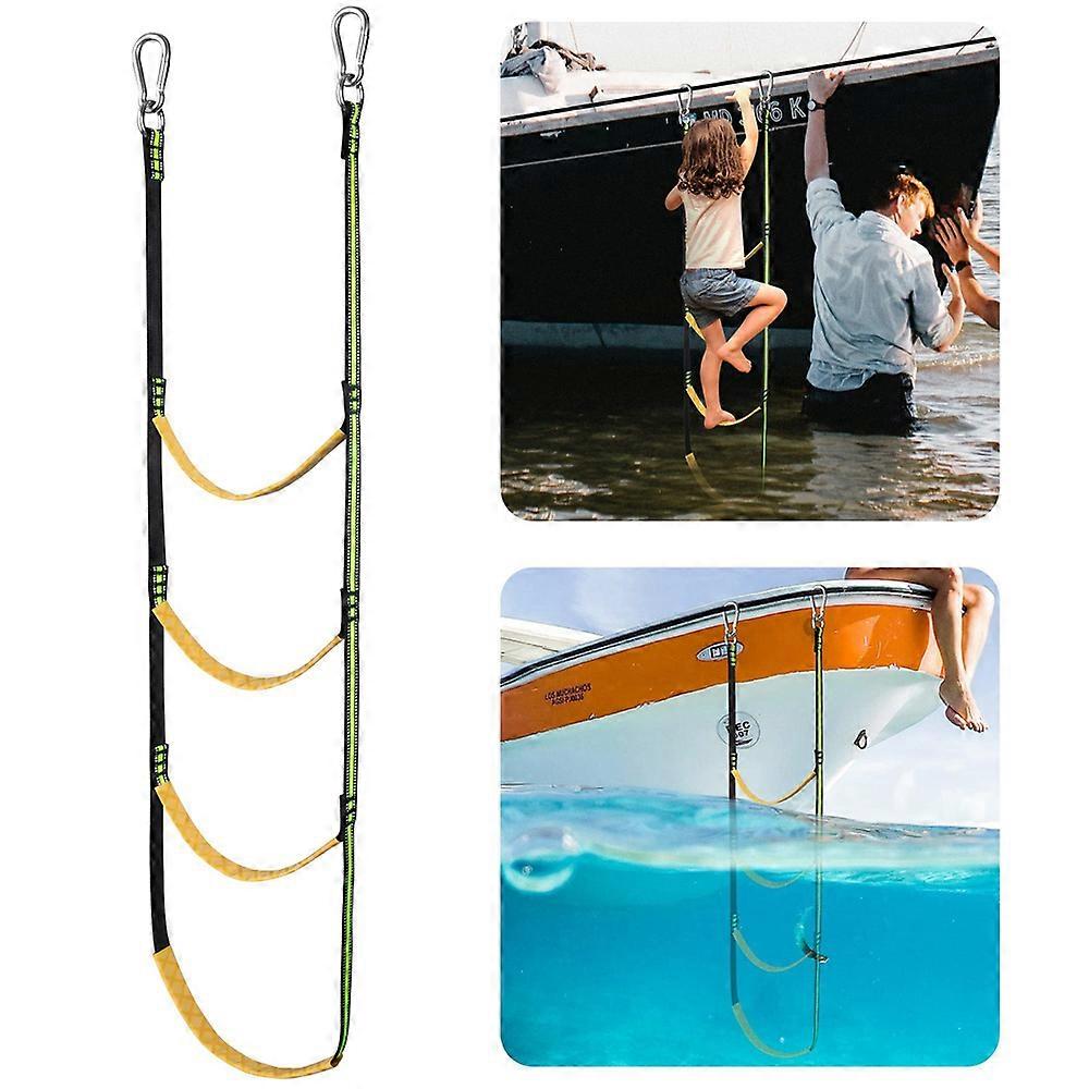 Portable 3 Step Hose Boat Ladder Assist Boarding Rope Ladder Wakeboard Yacht Equipment fit for Yacht Kayak Motorboat Canoeing