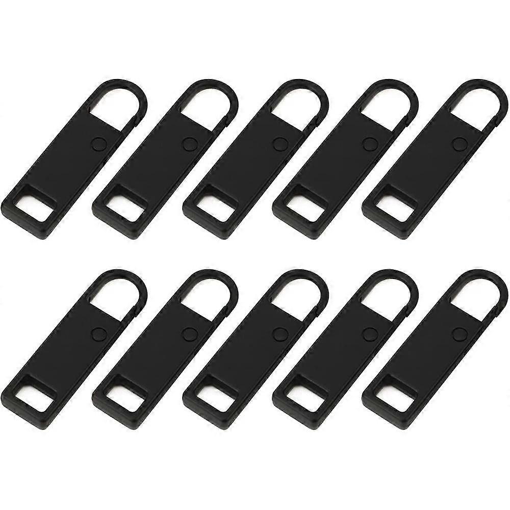 Zipper Pull Replacement Parts,10 Pcs Black Zipper Pull Tabs Metal Replacement Zip Fixers YLL