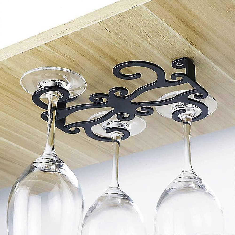 Wine Glass Holders Hanging under Shelf, Wine Glass Rack Storage under Cabinet Stemware Organizer for Kitchen, Bar