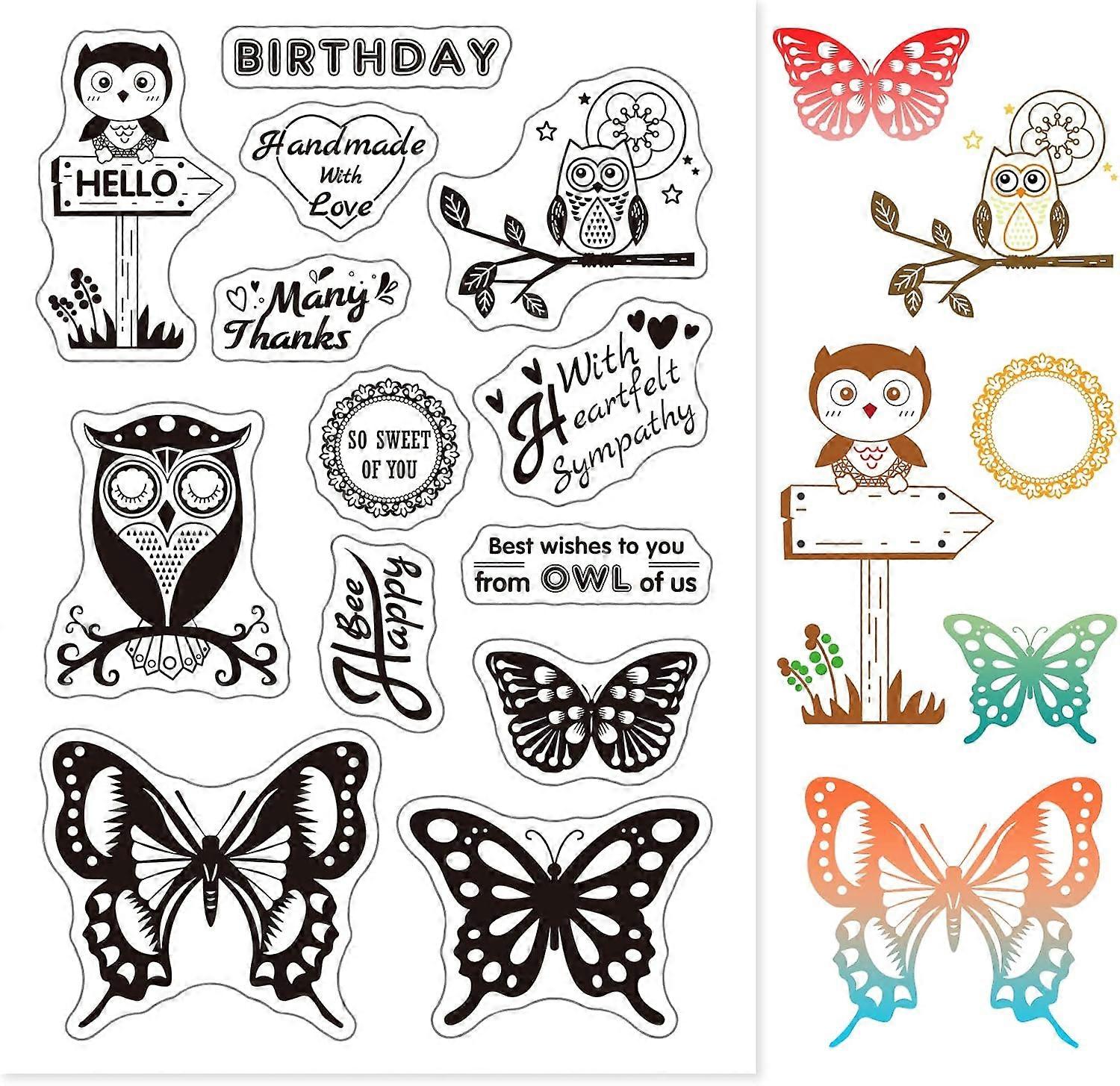 PVC Plastic Stamps for DIY Photo Album Decorative Cards Making Stamp Sheets Butterfly Pattern 16x11x0.3cm
