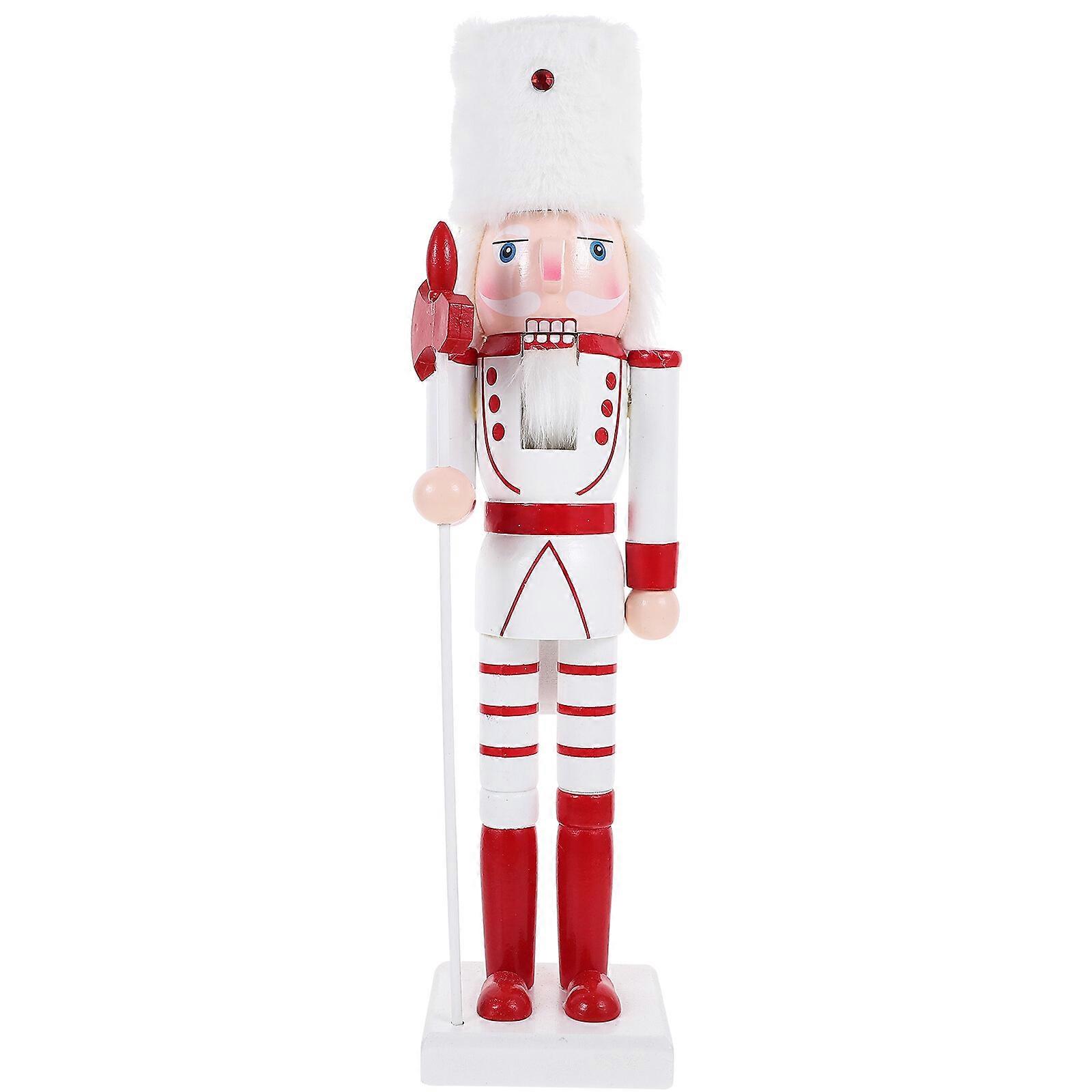 Household Small Nutcracker Figurine Christmas Nutcracker Decoration Tabletop Wooden Cartoon Nutcracker