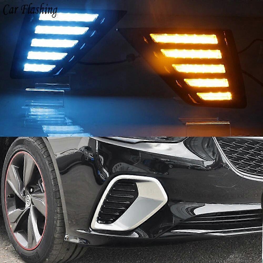 Car flashing 2PCS For Opel Insignia GS 2017 2018 Flowing Turn Yellow Signal Function 12V Car DRL Lamp LED Daytime Running Light