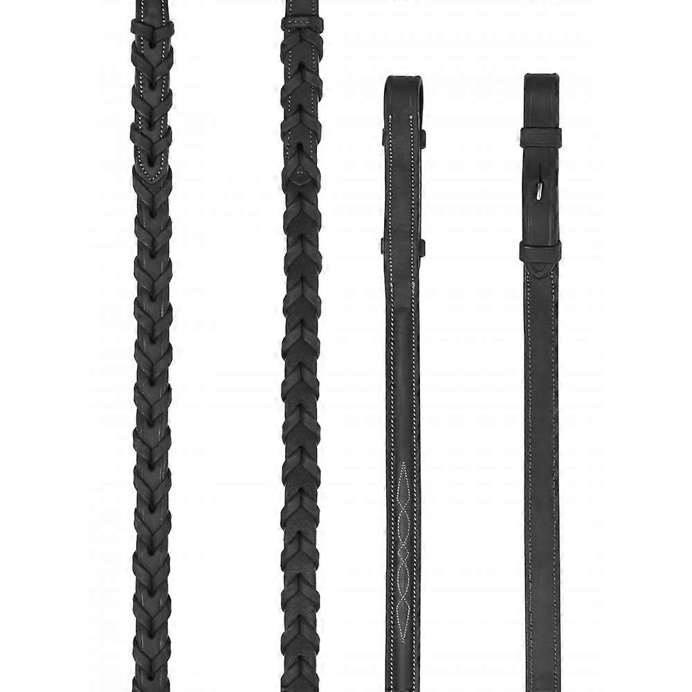 LeMieux Lemieux Hunter Laced Reins With Stitching - Black/silver