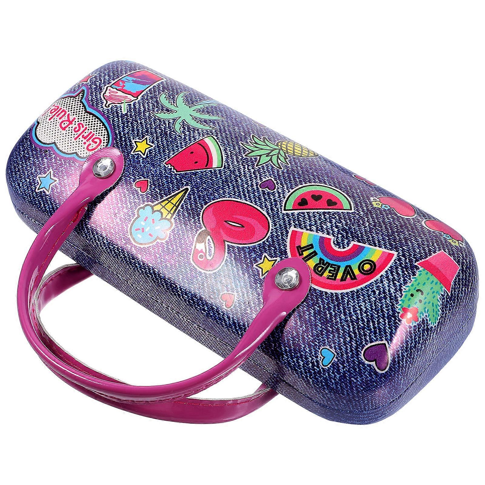 Creative Portable Glasses Case Children Leather Eyeglasses Storage Box with Double Handle