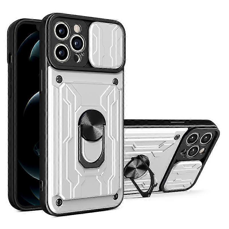 For Iphone 13 Pro Max Sliding Camshield Card Phone Case (white)
