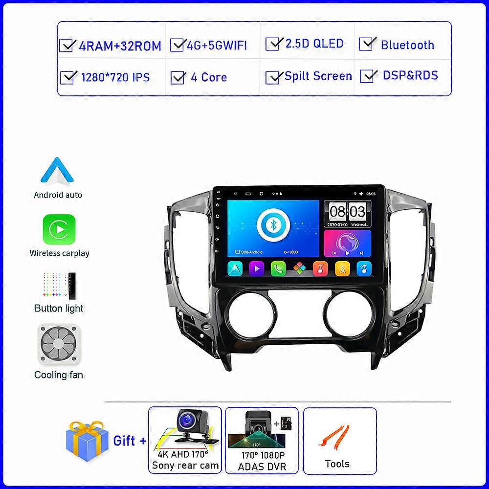 QLED  Android 12 Car Radio For Mitsubishi  L200 2015 - 2019 Multimedia video Player Navigation GPS 2.5D Screen 8G+256G DSP RDS