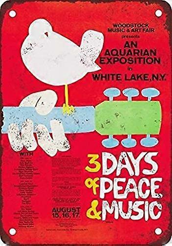 8 x 12メタルブリキサインウッドストックヴィンテージルック再現壁の装飾