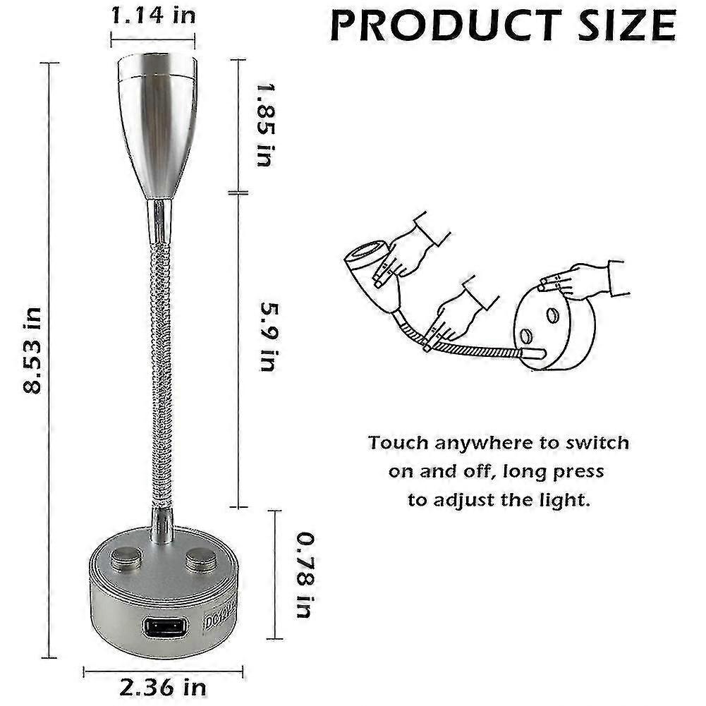12V-24V הוביל אור קריאה, מנורת קריאה rv הניתנת לעמעום עם מטען USB, עבור משאית נסיעות קאמפר RV לילה אור, 2pcs-שחור -zz