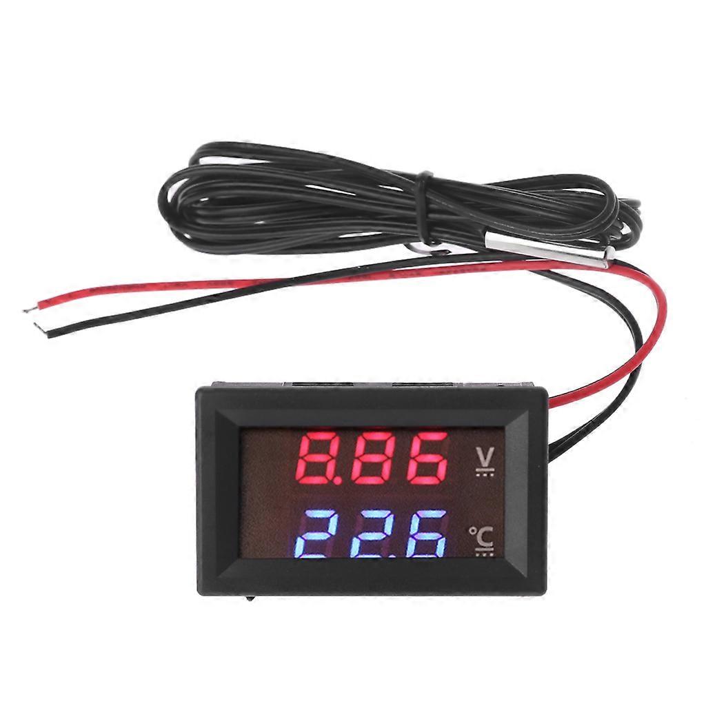 12V 24V Car Voltmeter LED Digital Display Voltmeter Panel Temperature Gauge