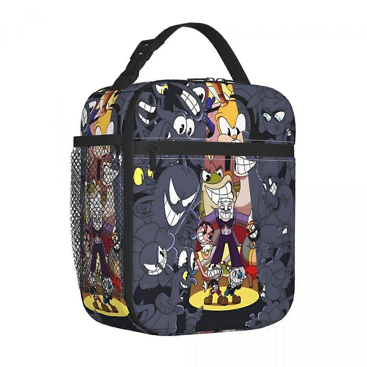 Cuphead Mugman Video Game Insulated Lunch Bag Cooler Bag Meal Container High Capacity Tote Lunch Box Girl Boy Office Picnic