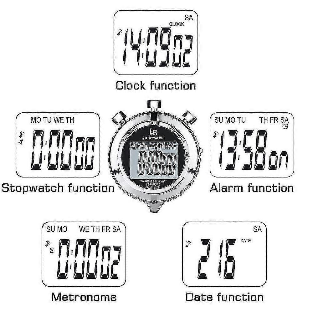 Stopwatch Metal Stopwatch Timer With Backlit 1/100th Second Precision 2 Lap Memory Digital Stop Watch For Coaches