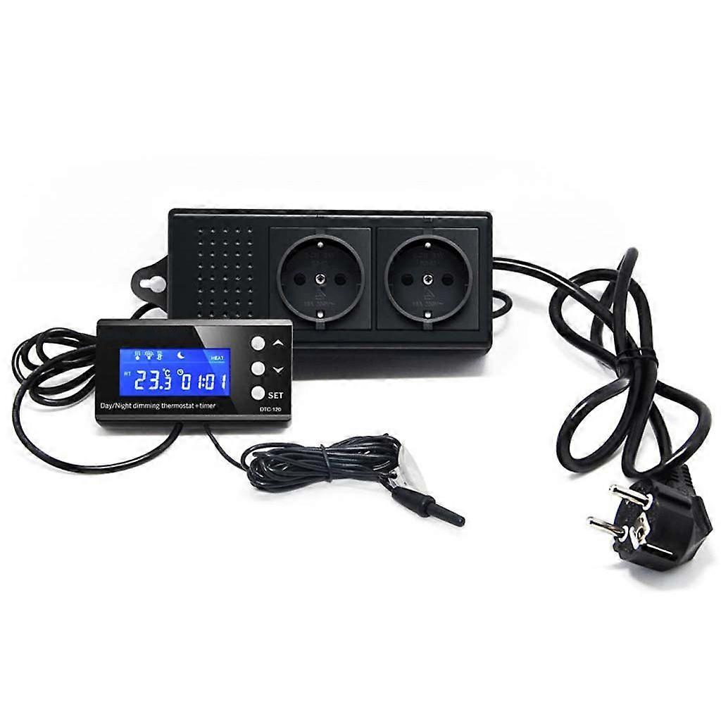 Reptile Termostat Avlsboks Temperaturregulator med Timer for Akvarier