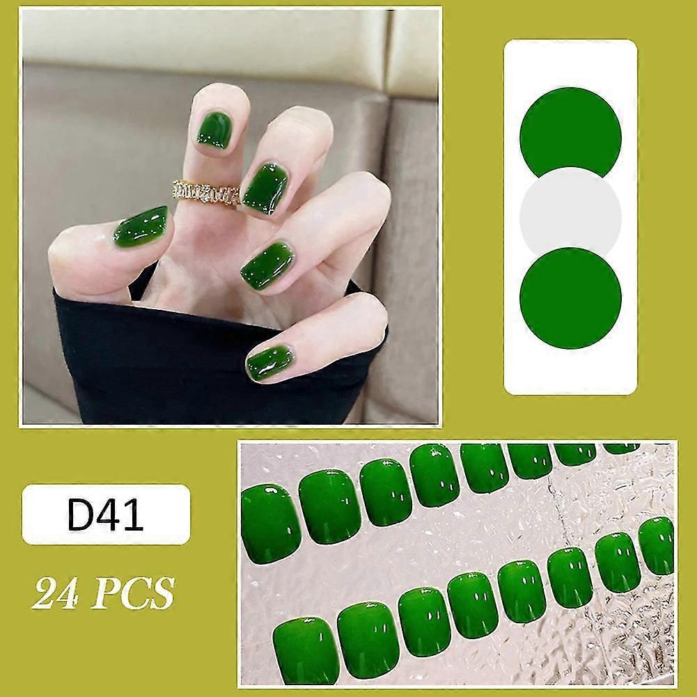 Suave agua brillante verde uña falsa de larga duración material seguro impermeable uñas falsas