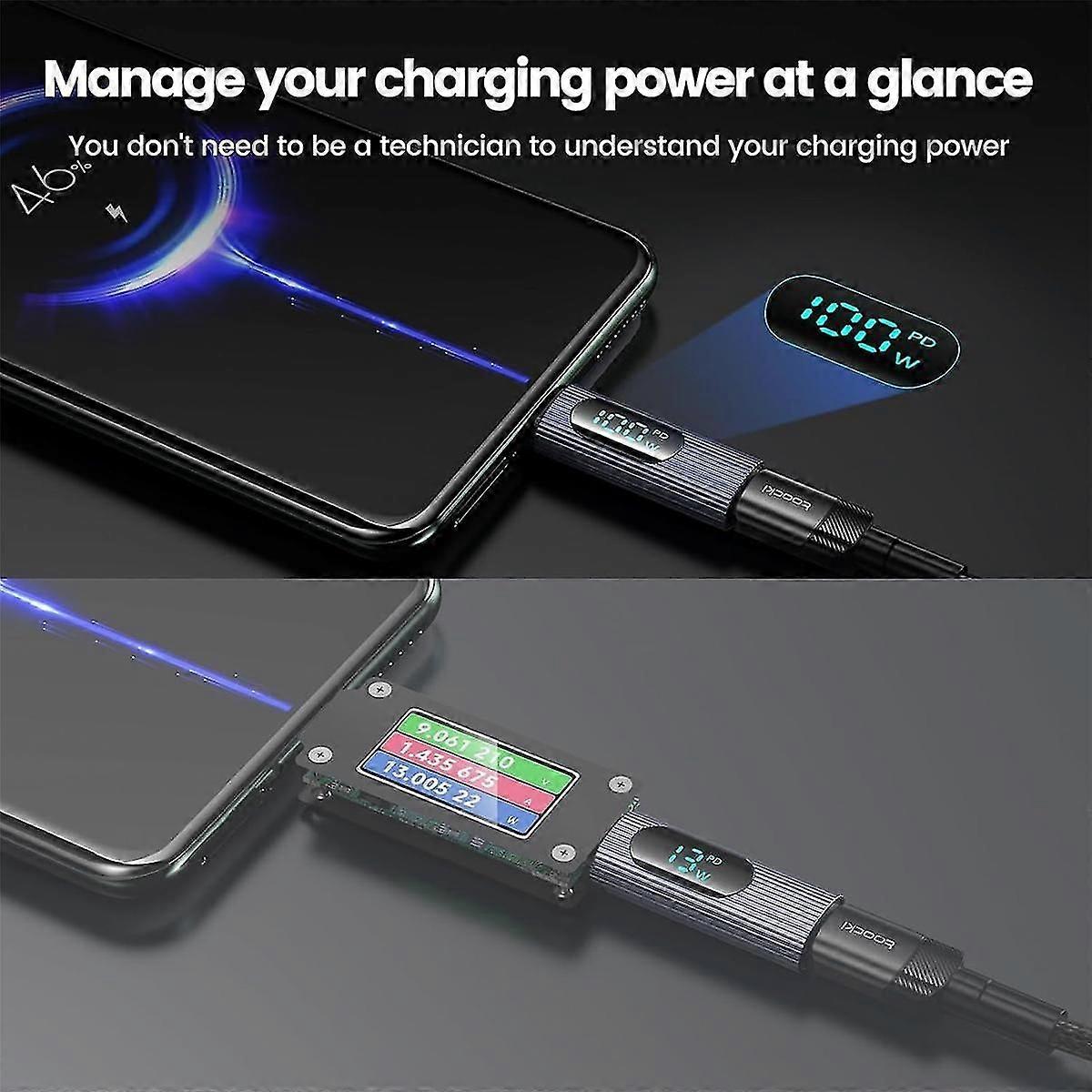 2pcs Usb C Adapter,100w Usb C Female To Usb C Male Extension Adapter Type C Power Meter Tester With