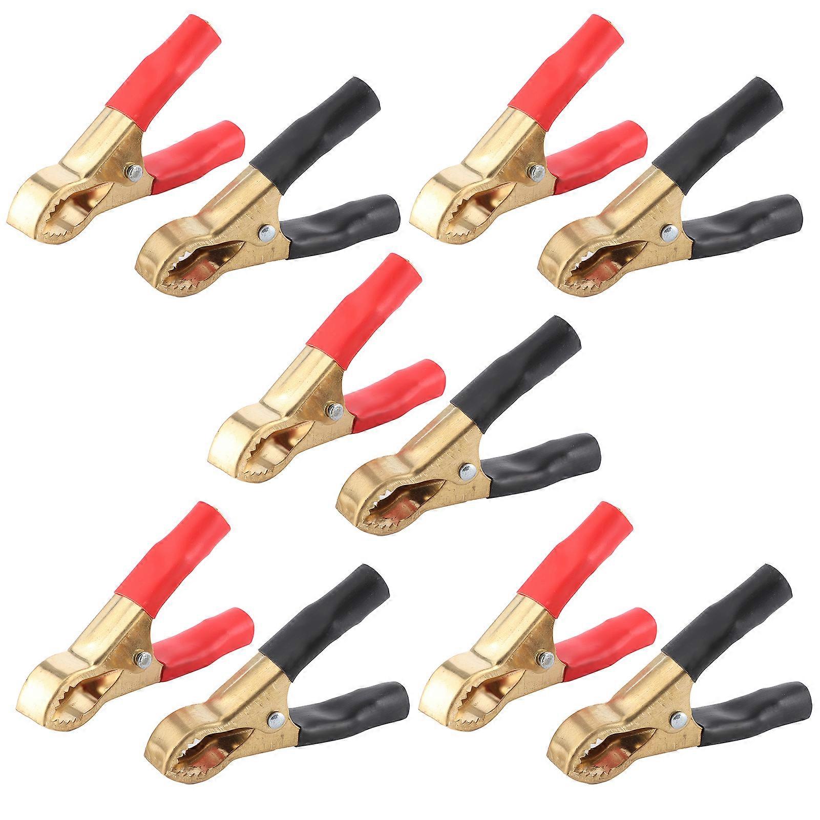 10Pcs 50A Pure Copper Battery Cable Clamps Car Electrical Test Tool