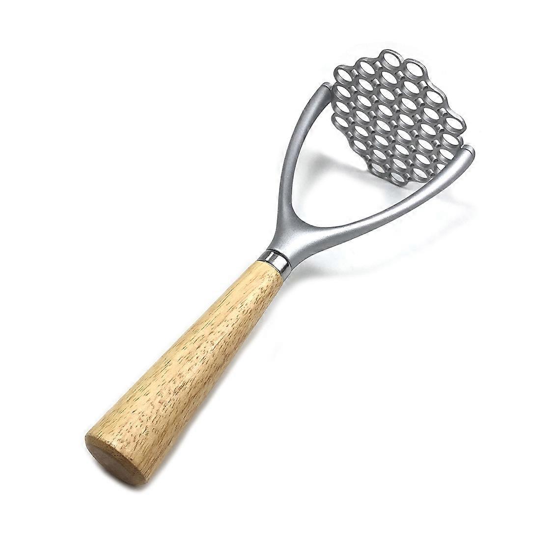 Wooden Handle Potato Masher, Manual Ricer Tool for Fluffy Mashed Potatoes, Aluminum Alloy Kitchen Gadget, Easy Grip Design