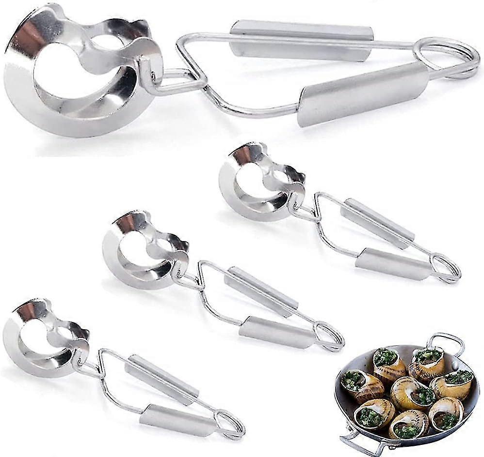4 قطع ملقط حلزون من الفولاذ المقاوم للصدأ ، ملقط سلطة ، ملقط حلزون ، ملقط مطبخ صغير من الفولاذ المقاوم للصدأ ، ملقط حلزون مجوف مضاد للحروق ، لمجموعة منزلية