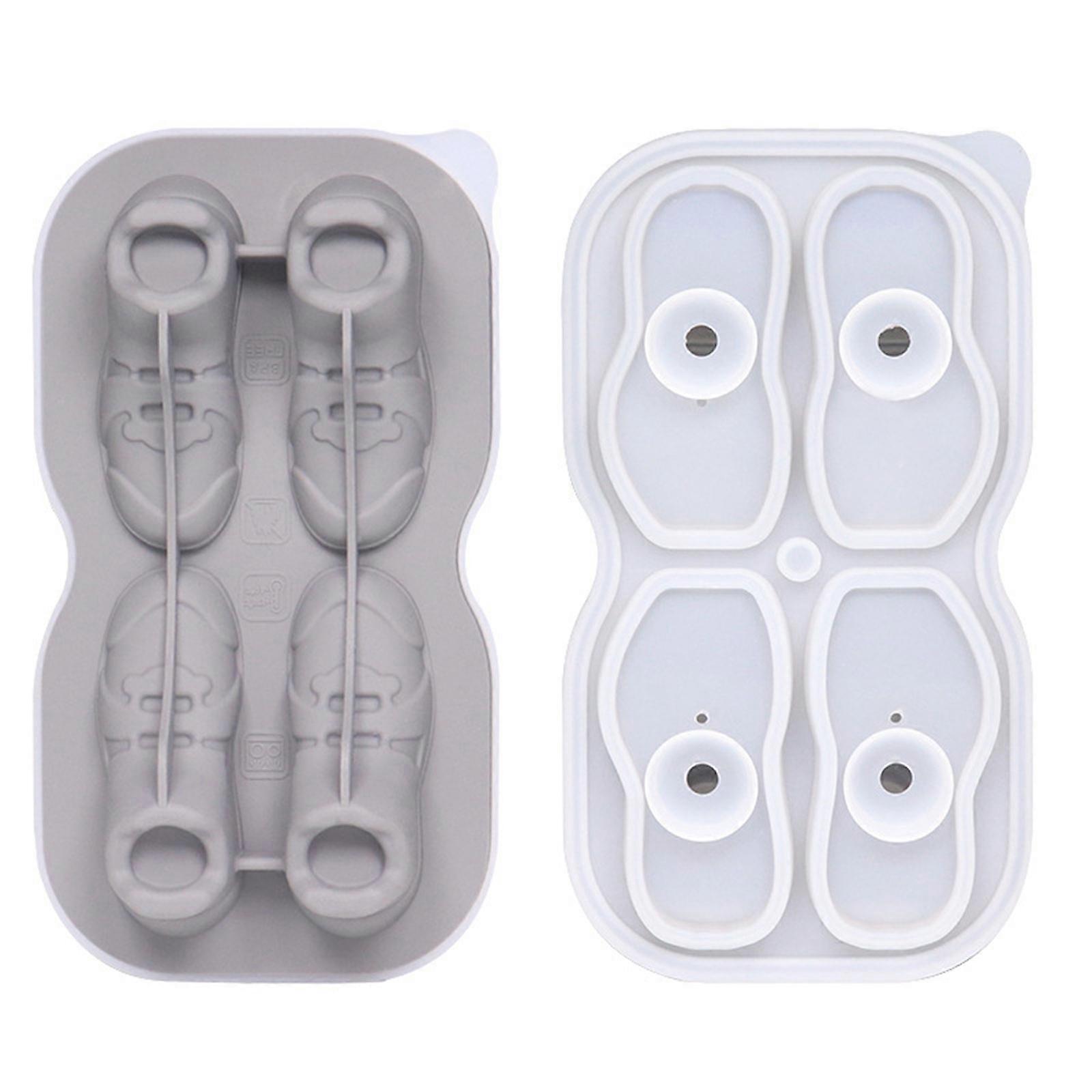 Easily Release Ice Cube Molds 3D Shoe Shape Ice Cube Tray Flexible Silicone Ice Maker for Cocktails Coffee  Gray