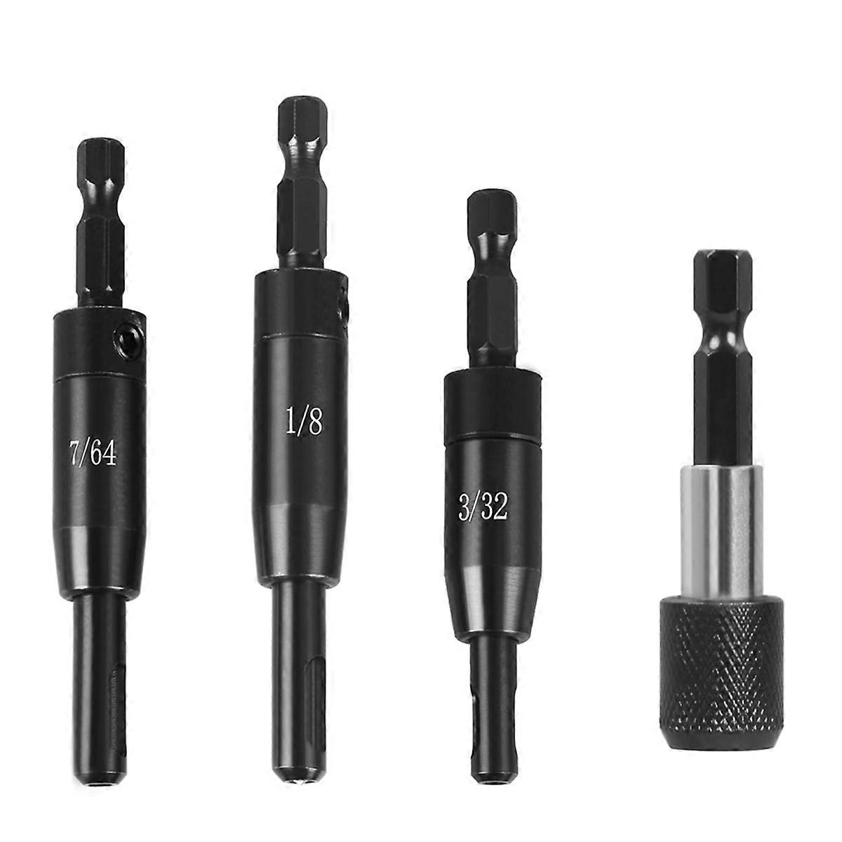 Self-Centering Drill Bit for , 3/32 Inch, 7/64 Inch, 1/8 Inch with Bit Holder Center Finding Drill