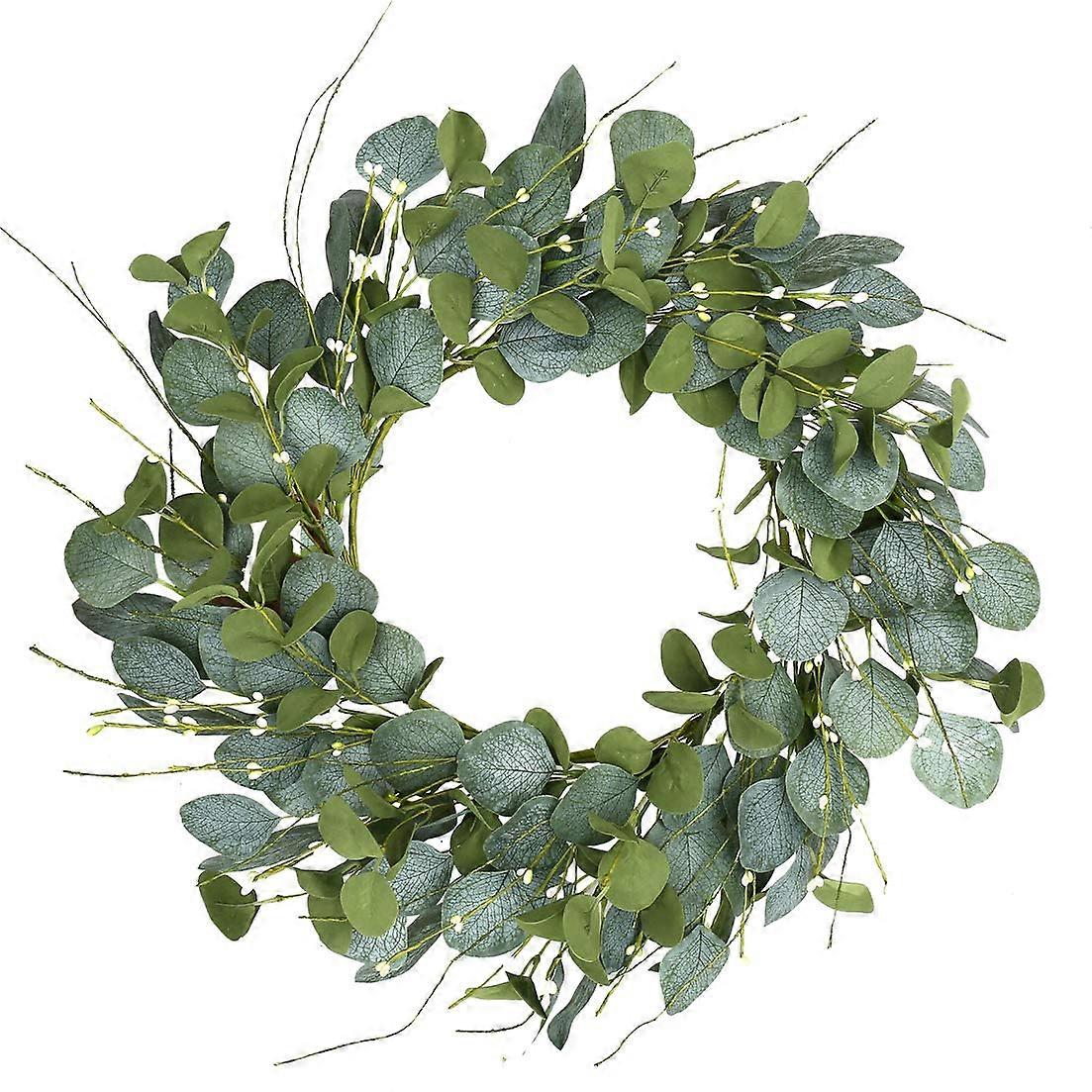 20" Eucalyptus Wreath for Front Door Decor - Year-Round, Artificial Greenery, Rustic Style, Indoor Outdoor Use