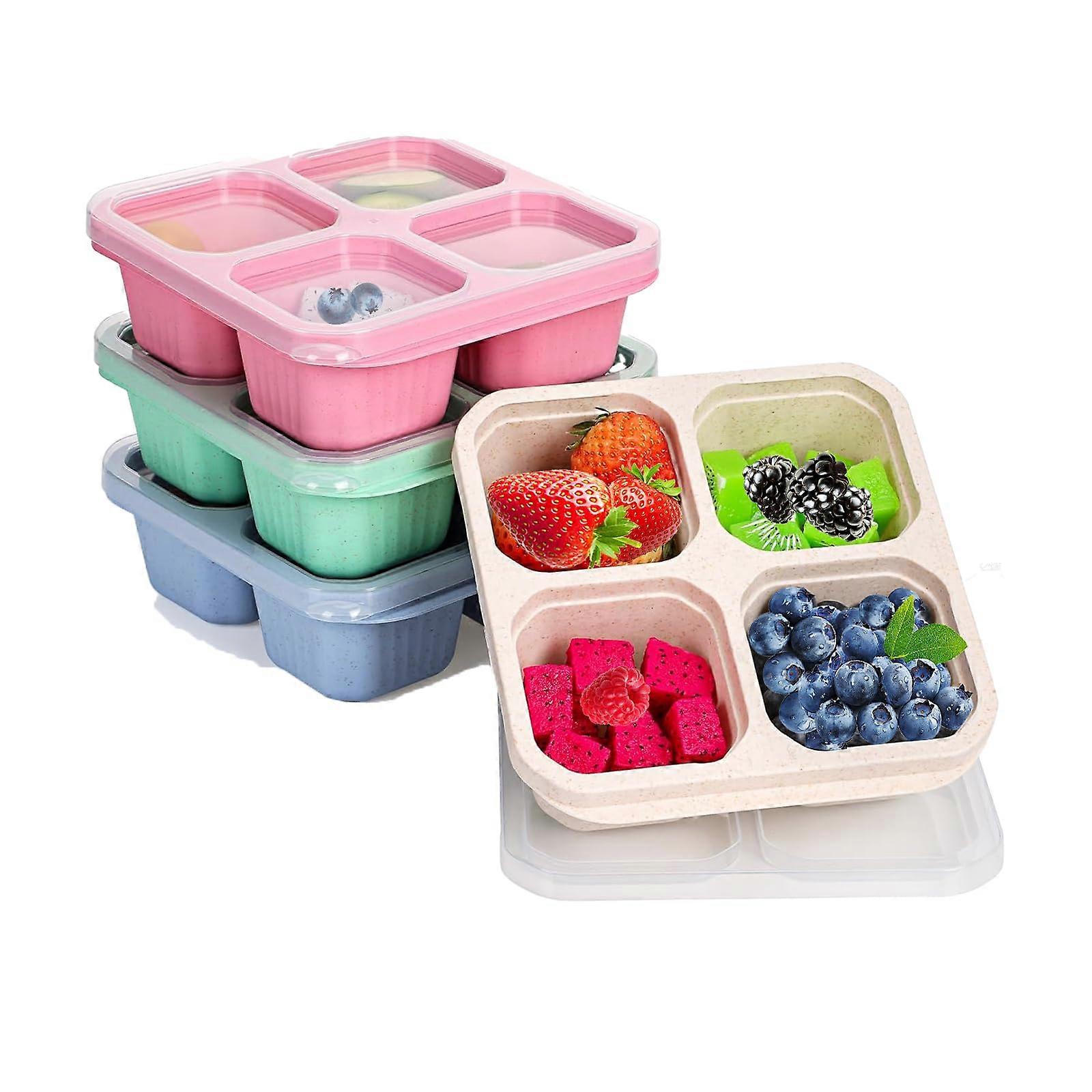 Reusable Food Storage Containers 4 Pack, BPA-Free Plastic, Travel-Friendly, Microwave and Dishwasher Safe
