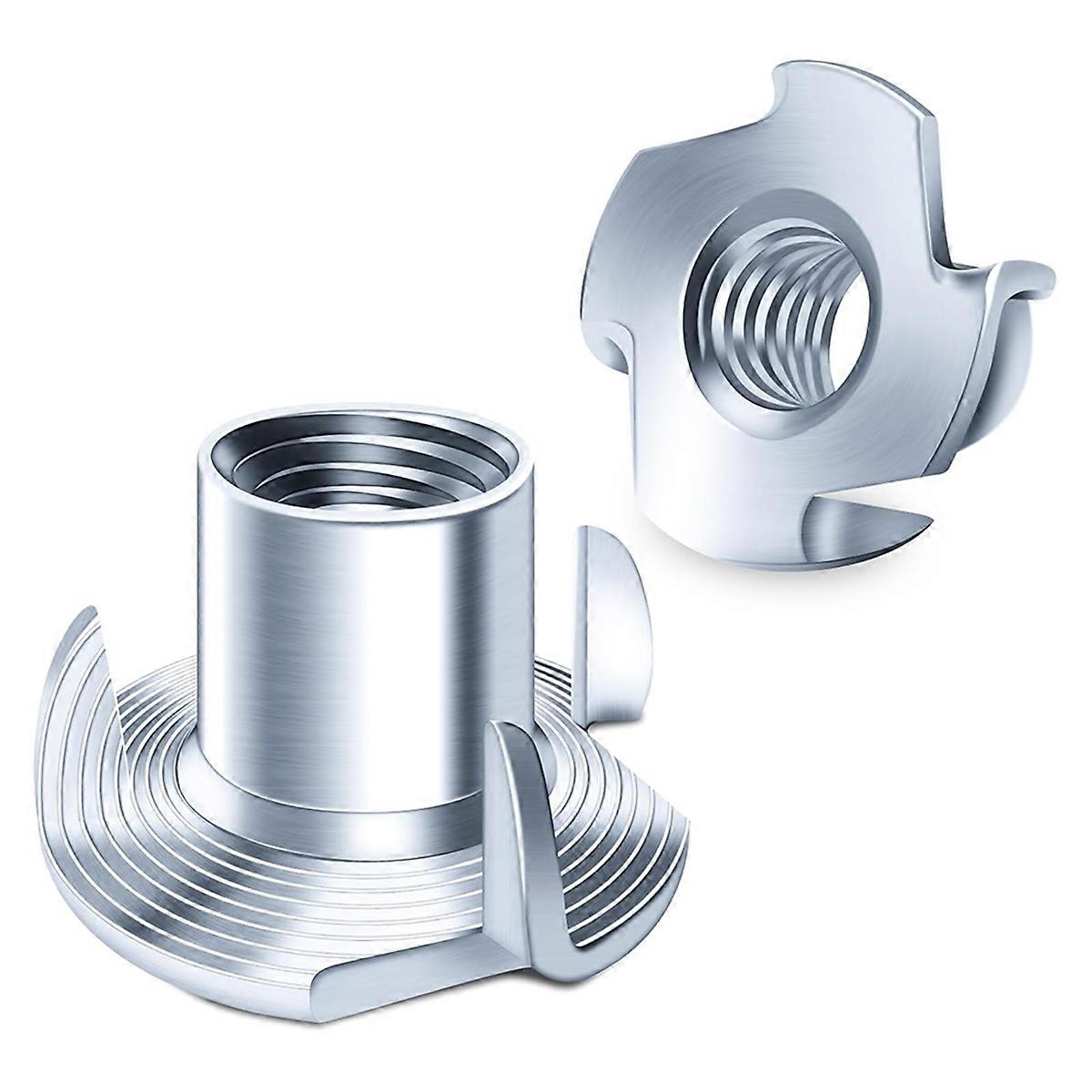 100Pcs 1/4-20 Nut, Nuts 4-Jaw Tee Nuts for Bolts and Stem Caster Wheels,for Wood Working Hardware Nuts 1/4 20 Nut