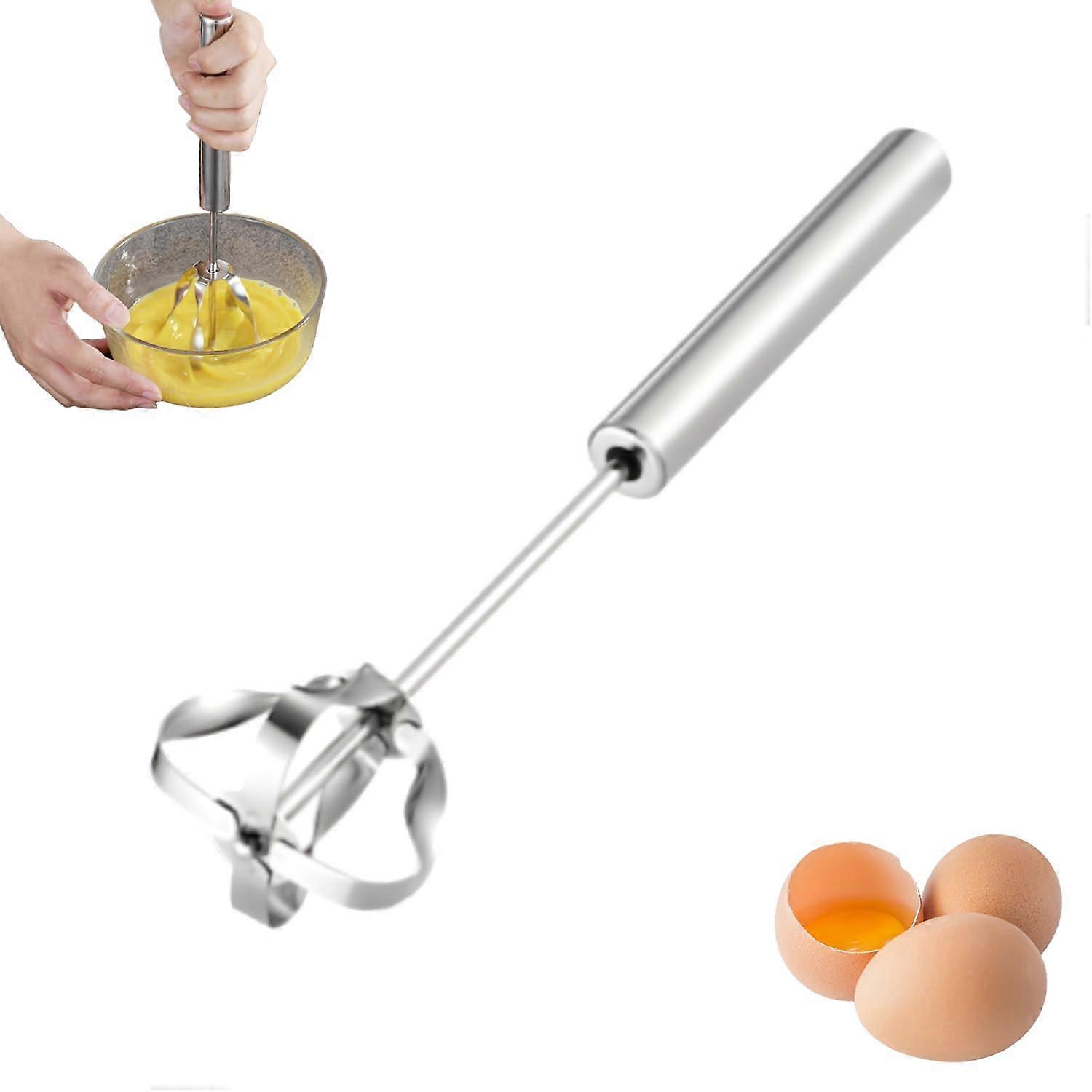 Stainless Steel Semi-Automatic Whisk, Upgraded Hand Push Rotary Whisk, Multi-Functional Blender for Cooking