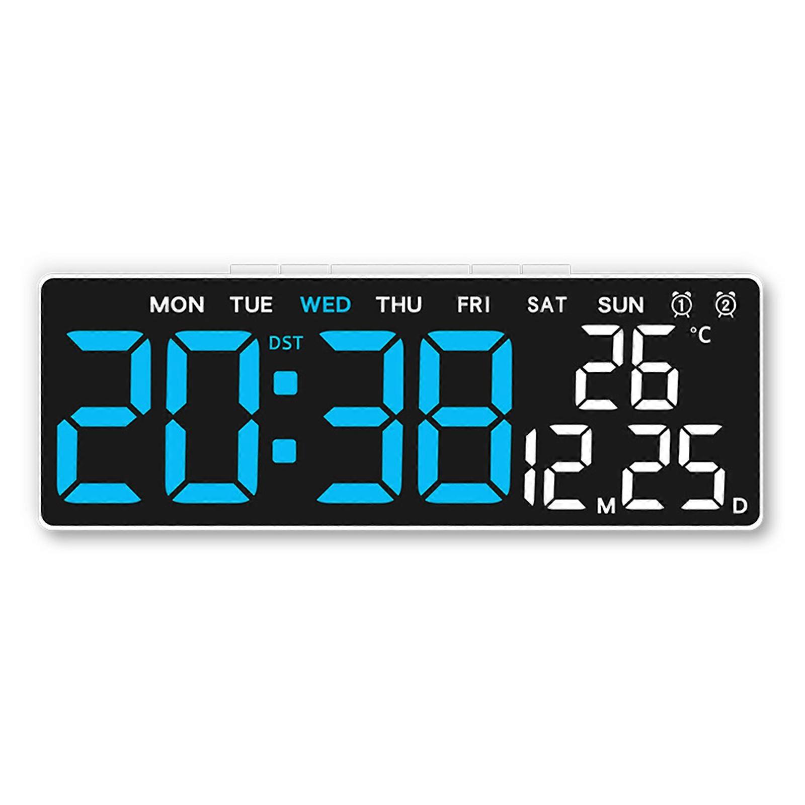 LED Display Digital Clock with Alarm, Timers, Date and Temperature Features for Modern Decoration  white shell