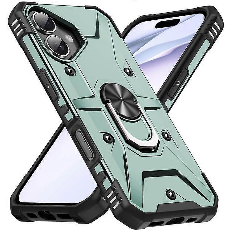 Compatible For iPhone 16 Case PC+ TPU Anti-Drop Phone Cover with Ring Kickstand