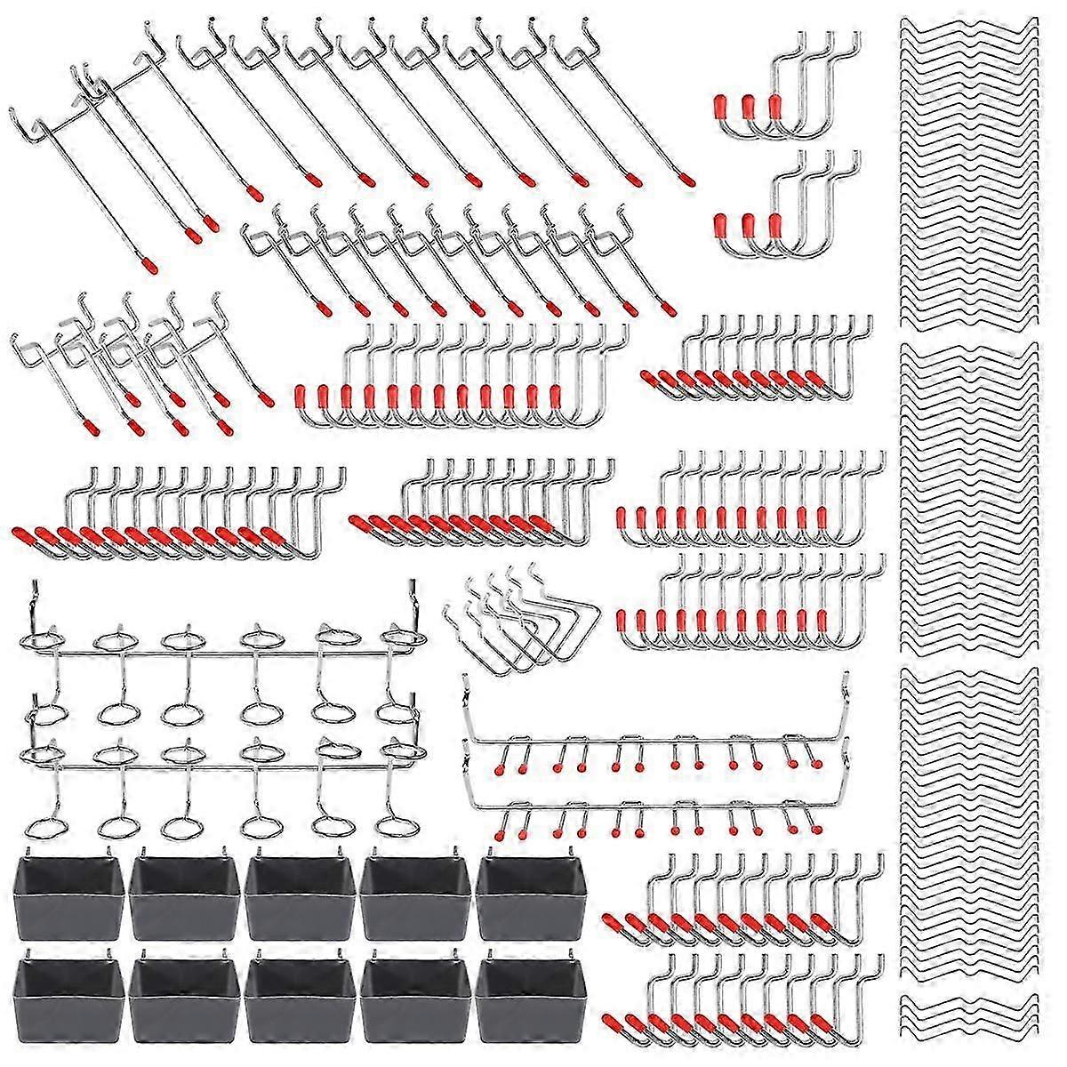 228 Pcs Pegboard Hooks Assortment with Metal Hooks Sets, Pegboard Bins, Peg Locks suitable for Organizing Storage System Tools