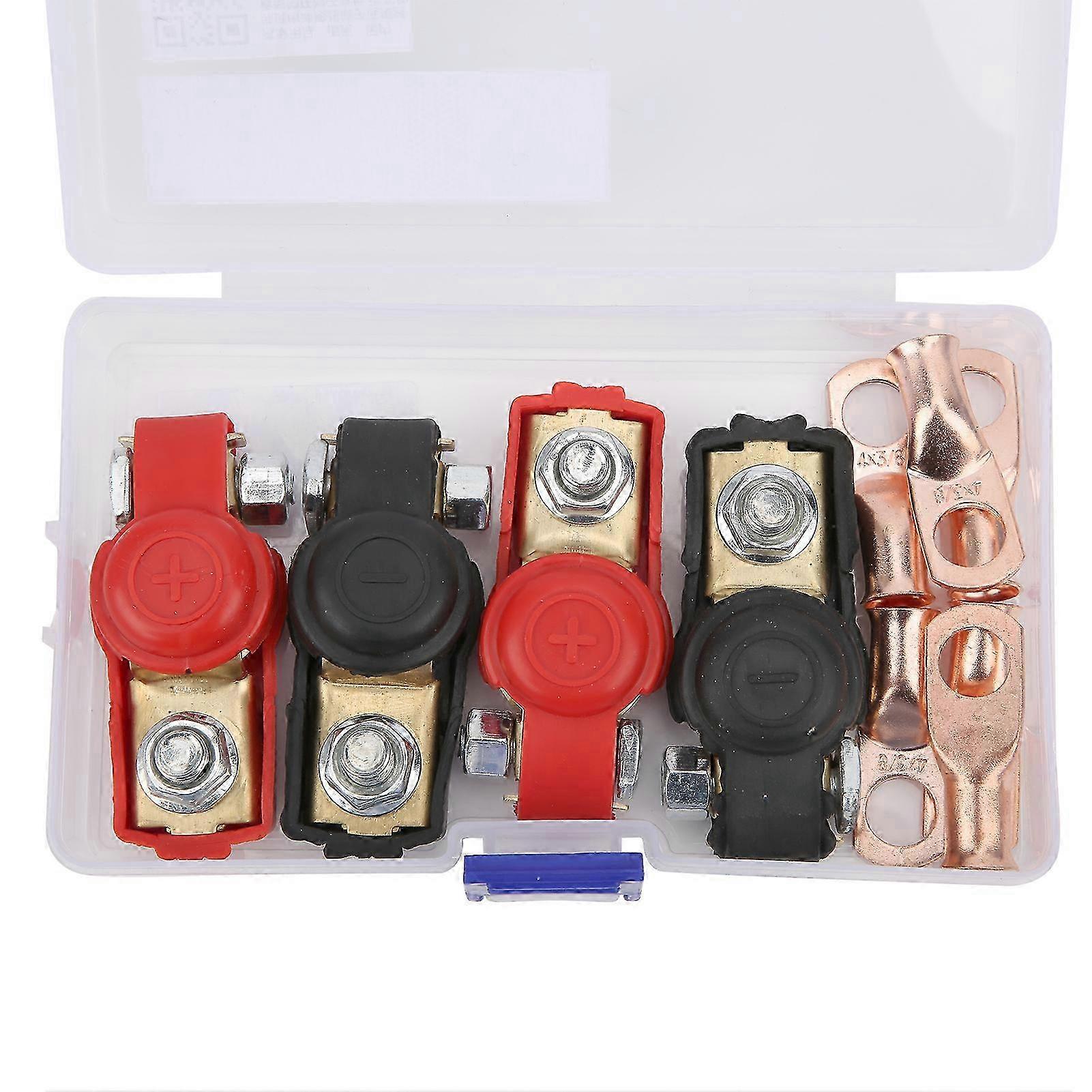 4pcs Universal Car Battery Cable Terminal Clamps with 6pcs Copper Ring (Positive & Negative)