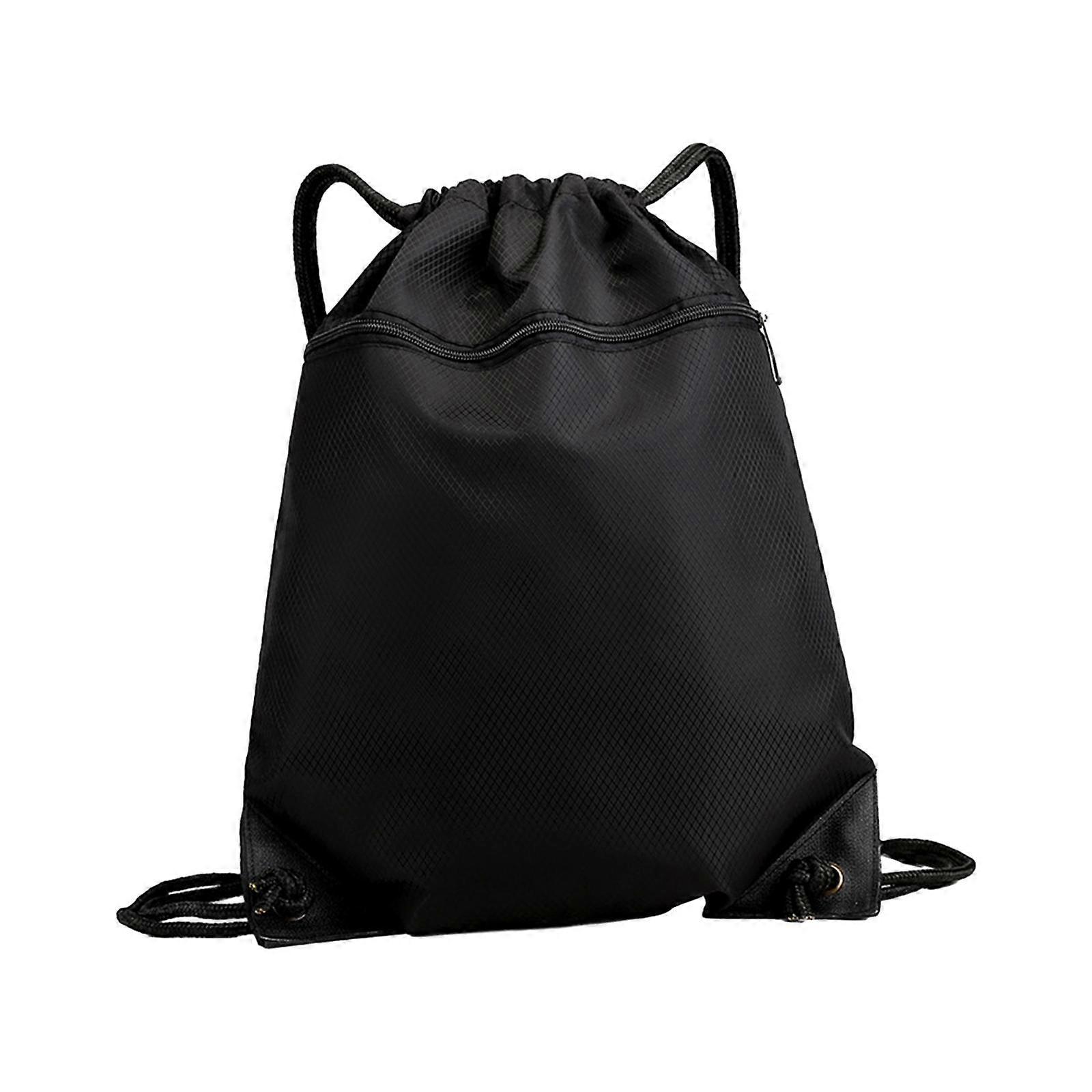 Drawstring Backpack with Zipper Pocket Waterproof Draw String Bag Rucksack for