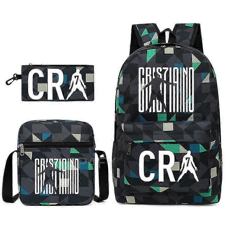 Cr7 skolväskor 3st ryggsäck Cr7 vattentäta nylon skolväskor för tonåring flickor pojkar bokväska resor Mochilas