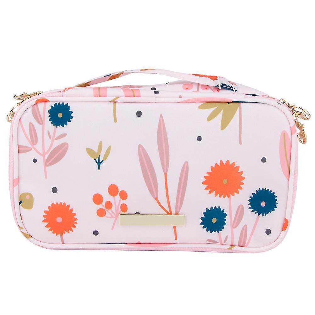 Travel Makeup Cosmetic Bag Organizer Double Layer Design Printed Pattern Storage Bag
